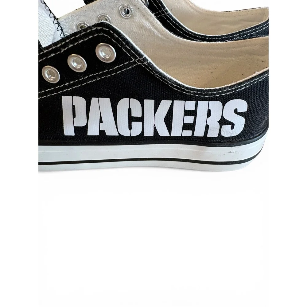 E-LOV‎ Green Bay Packers Canvas Low Top Sneakers Black Womens Size 38 7.5